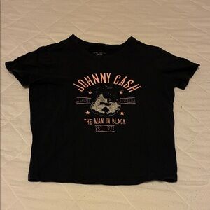 Cotton On Black “Johnny Cash” Cropped Tee/T-Shirt